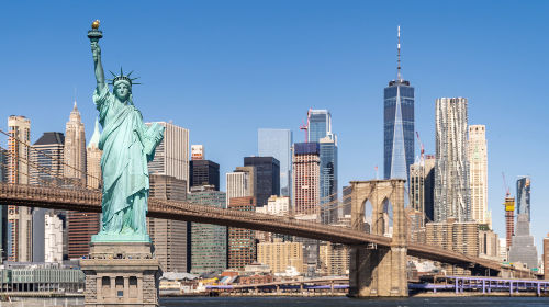 Nowy Jork. Statua Wolności, most brookliński